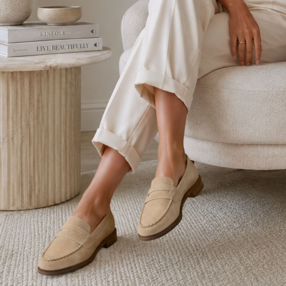 Kelsi Dagger Brooklyn Abner Suede Loafers Whipstitch Penny Womens 10